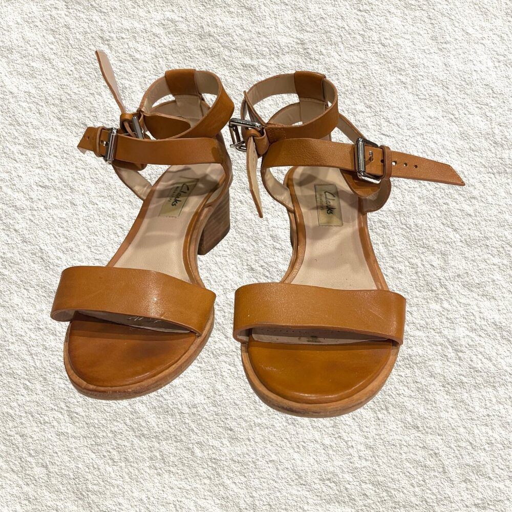 Clarks Women's Narrative Berrick Block Heel Double Strap Buckle Sandals Size 6 - Picture 4 of 8
